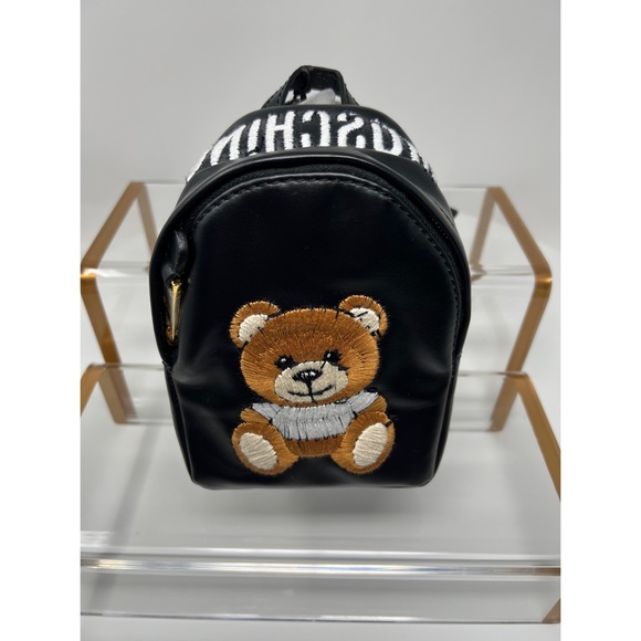 Moschino mini Teddy bear embroidered branded backpack black with gold hardware - Picture 11 of 17